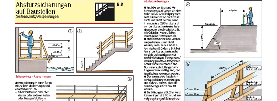 Absturzsicherungen auf einer Baustelle